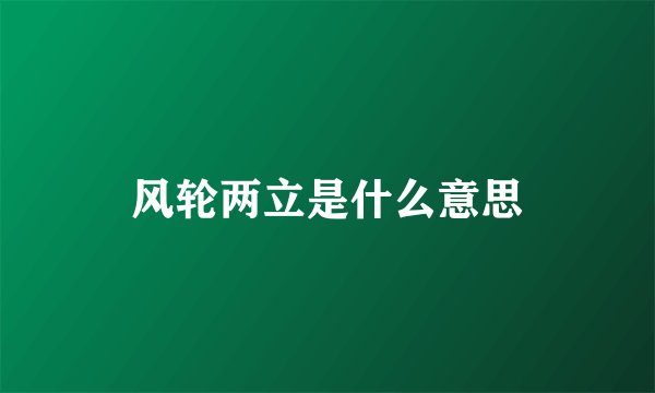 风轮两立是什么意思