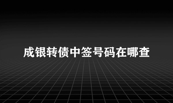 成银转债中签号码在哪查