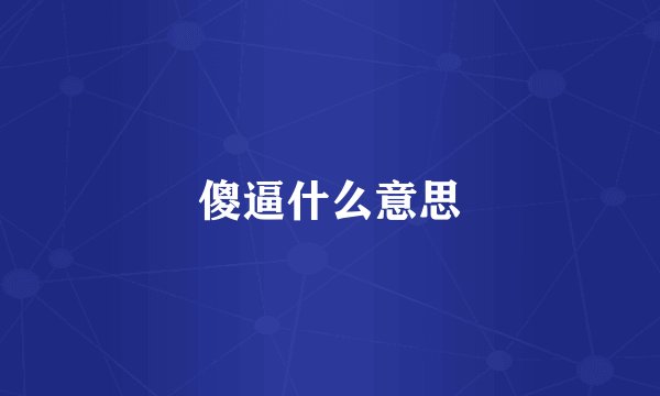 傻逼什么意思