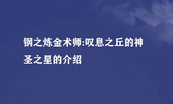 钢之炼金术师:叹息之丘的神圣之星的介绍