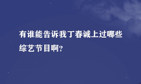 有谁能告诉我丁春诚上过哪些综艺节目啊？