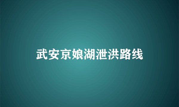 武安京娘湖泄洪路线