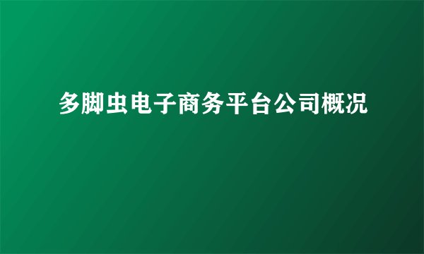 多脚虫电子商务平台公司概况