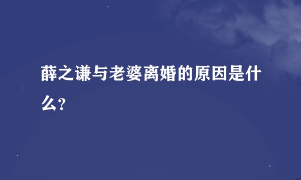 薛之谦与老婆离婚的原因是什么？