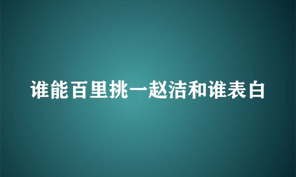谁能百里挑一赵洁和谁表白