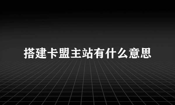 搭建卡盟主站有什么意思
