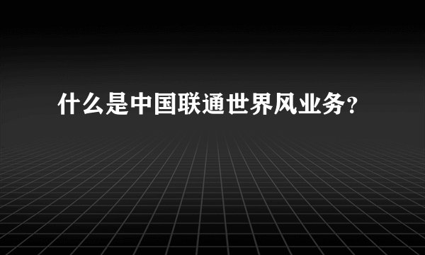 什么是中国联通世界风业务？