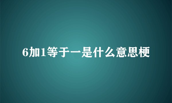 6加1等于一是什么意思梗
