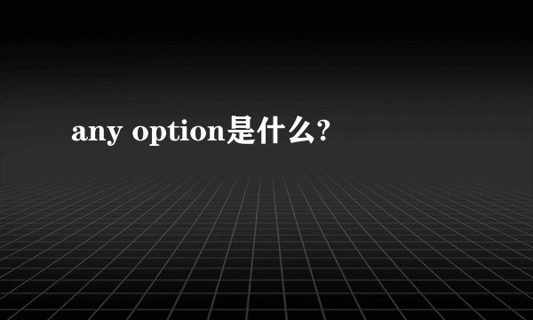 any option是什么?