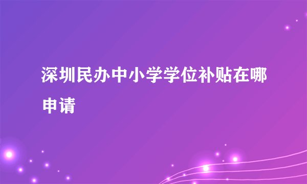 深圳民办中小学学位补贴在哪申请
