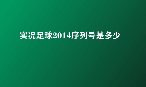 实况足球2014序列号是多少