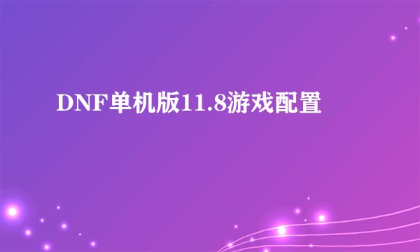 DNF单机版11.8游戏配置