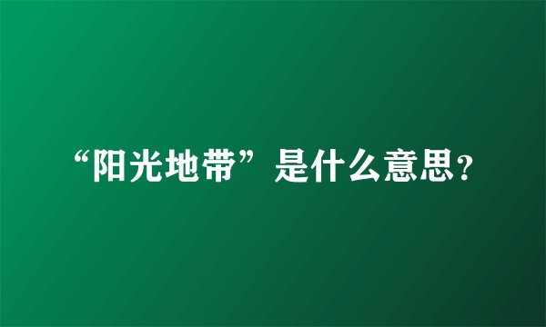 “阳光地带”是什么意思？