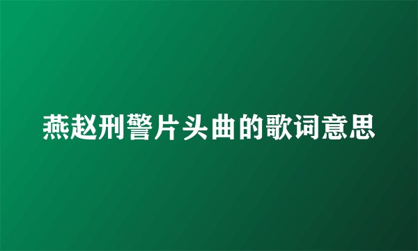 燕赵刑警片头曲的歌词意思