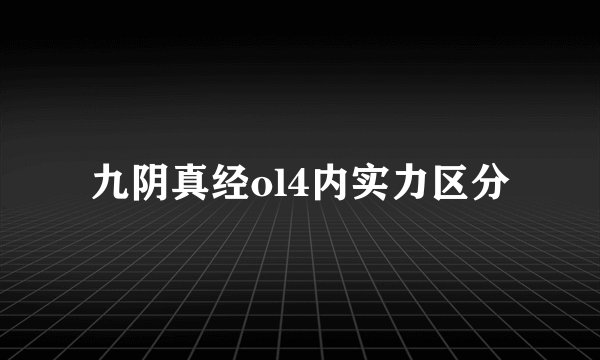 九阴真经ol4内实力区分