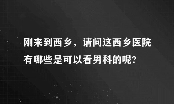 刚来到西乡，请问这西乡医院有哪些是可以看男科的呢?