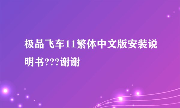 极品飞车11繁体中文版安装说明书???谢谢