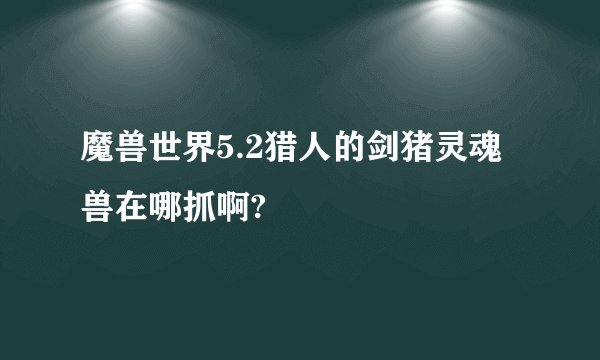 魔兽世界5.2猎人的剑猪灵魂兽在哪抓啊?