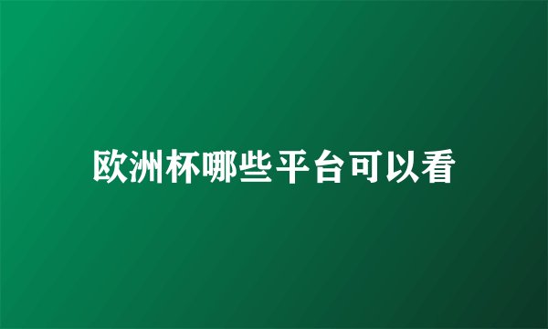 欧洲杯哪些平台可以看