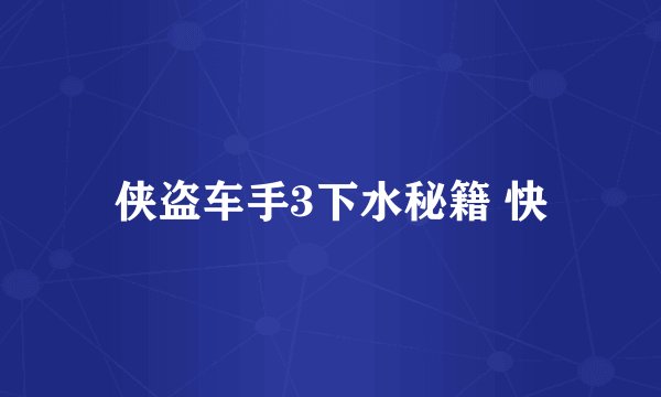 侠盗车手3下水秘籍 快