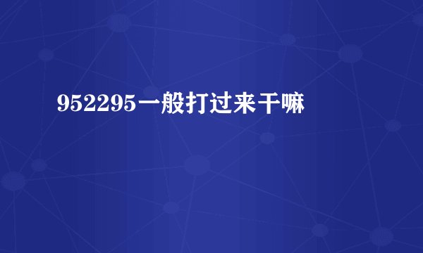 952295一般打过来干嘛