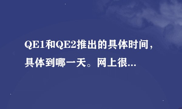QE1和QE2推出的具体时间，具体到哪一天。网上很多但说法都不一样，有参考网址或当时的新闻链接最好！