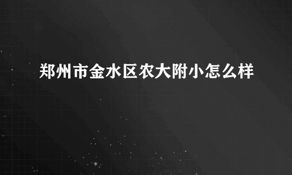 郑州市金水区农大附小怎么样