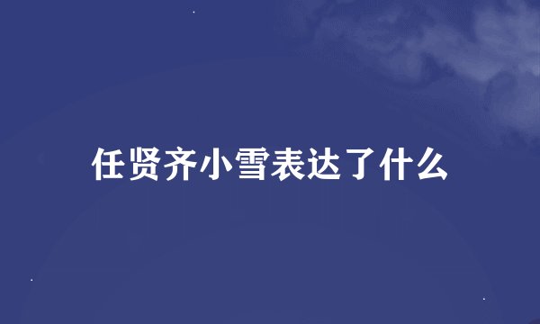 任贤齐小雪表达了什么