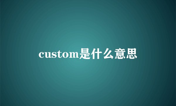 custom是什么意思