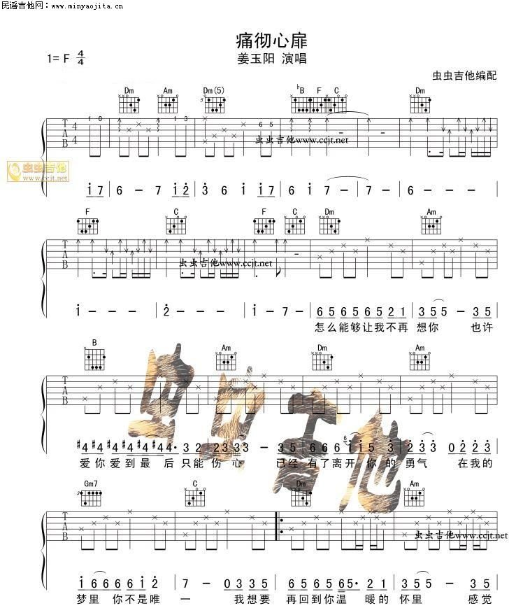 求《痛彻心扉》姜玉阳曲谱.