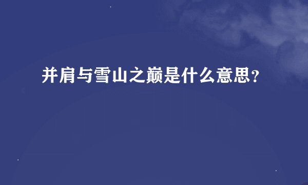 并肩与雪山之巅是什么意思？