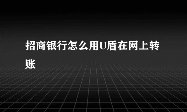 招商银行怎么用U盾在网上转账