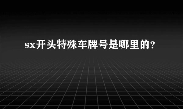 sx开头特殊车牌号是哪里的？