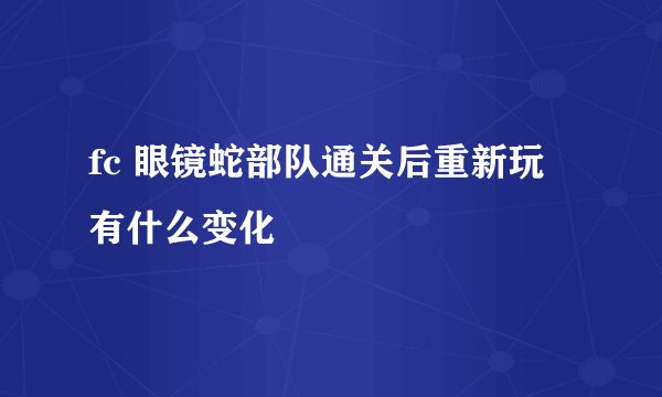 fc 眼镜蛇部队通关后重新玩有什么变化