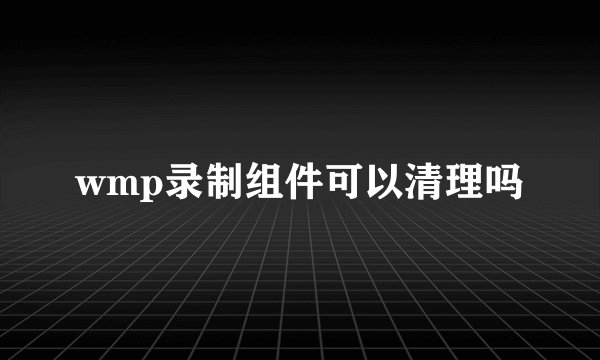 wmp录制组件可以清理吗