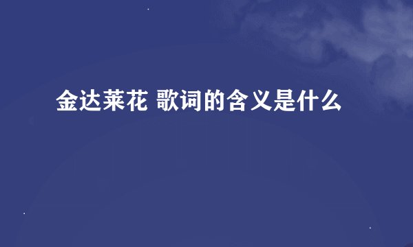 金达莱花 歌词的含义是什么