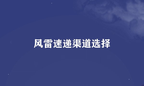 风雷速递渠道选择