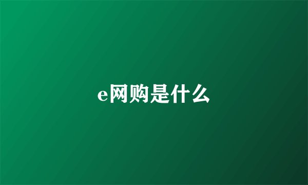 e网购是什么