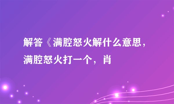 解答《满腔怒火解什么意思，满腔怒火打一个，肖