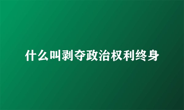 什么叫剥夺政治权利终身