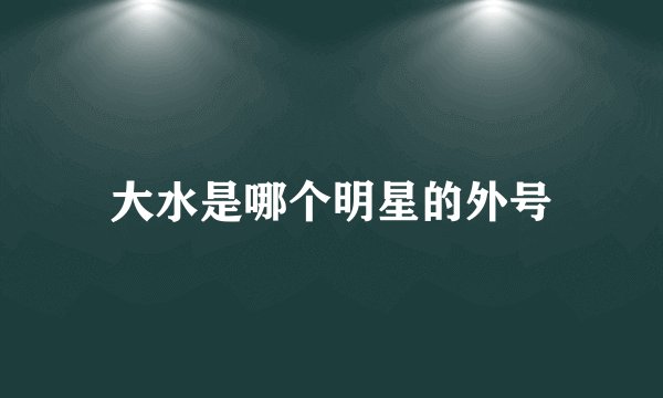 大水是哪个明星的外号