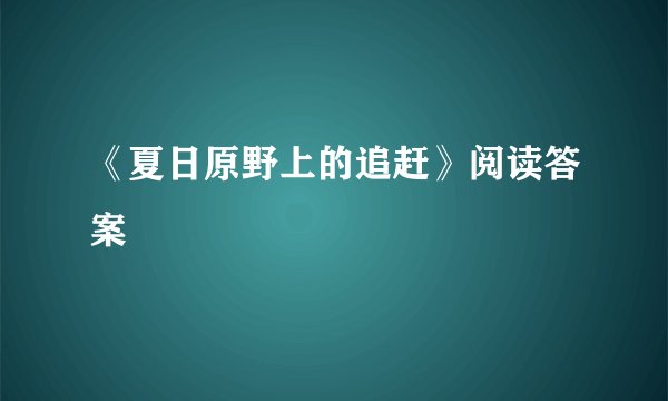 《夏日原野上的追赶》阅读答案