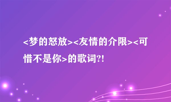 <梦的怒放><友情的介限><可惜不是你>的歌词?!