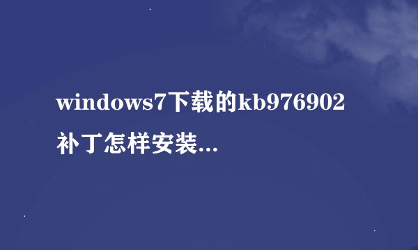 windows7下载的kb976902补丁怎样安装麻烦各位大哥大姐了