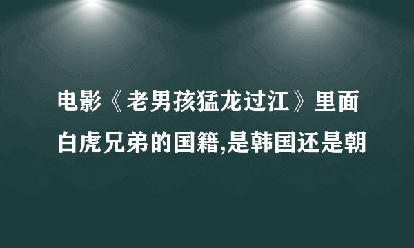 电影《老男孩猛龙过江》里面白虎兄弟的国籍,是韩国还是朝