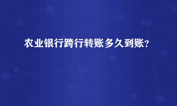 农业银行跨行转账多久到账？