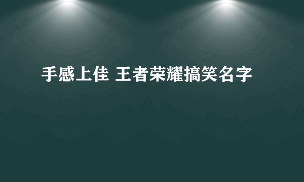手感上佳 王者荣耀搞笑名字