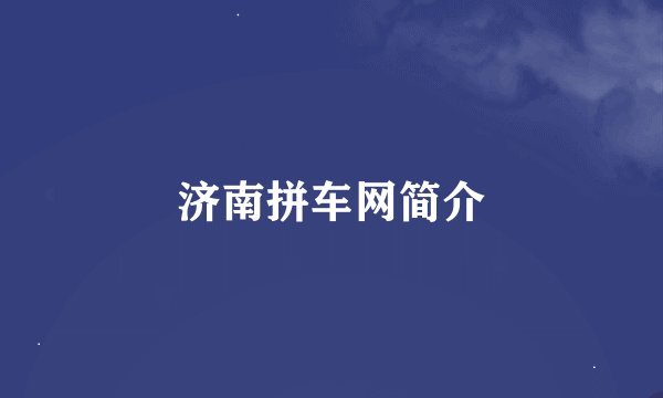 济南拼车网简介