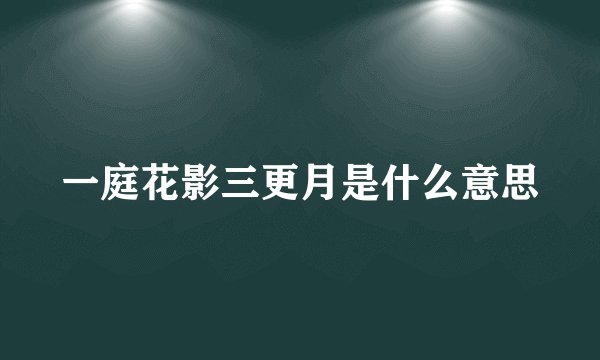 一庭花影三更月是什么意思