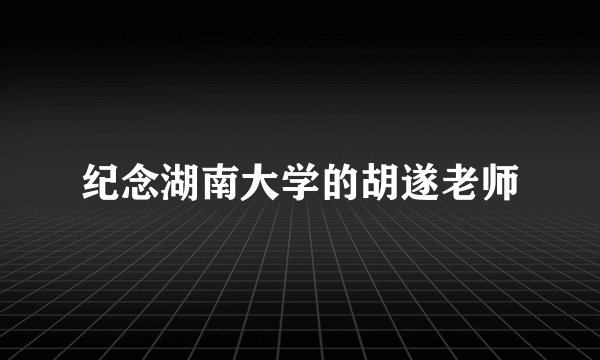 纪念湖南大学的胡遂老师